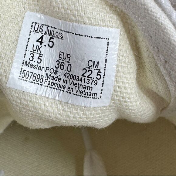 Vans Old Skool Juniors Canvas Suede Low Top Sneakers White Black 4.5 Big Kids - Picture 9 of 10